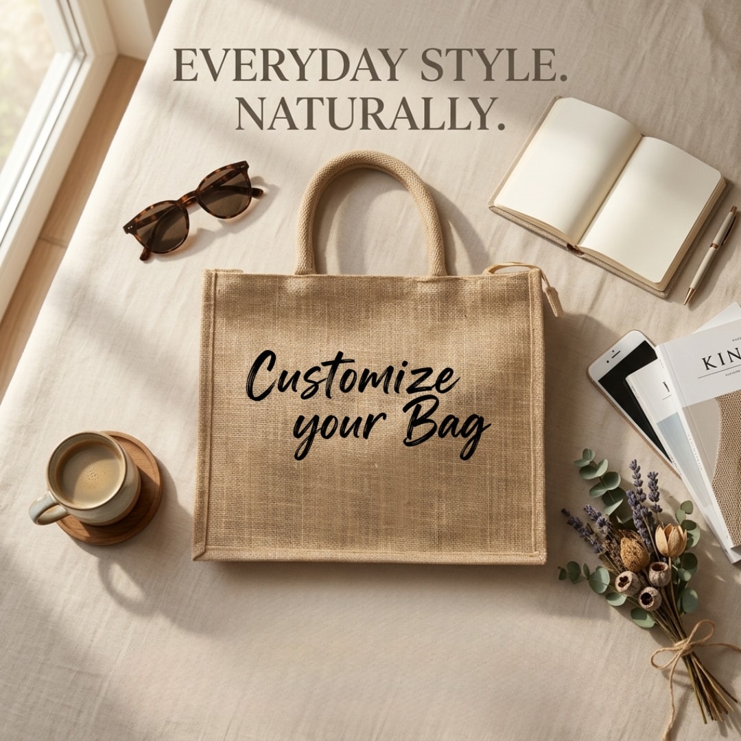Basic Jute Bags With Zipper Closure | 350 GSM View 8