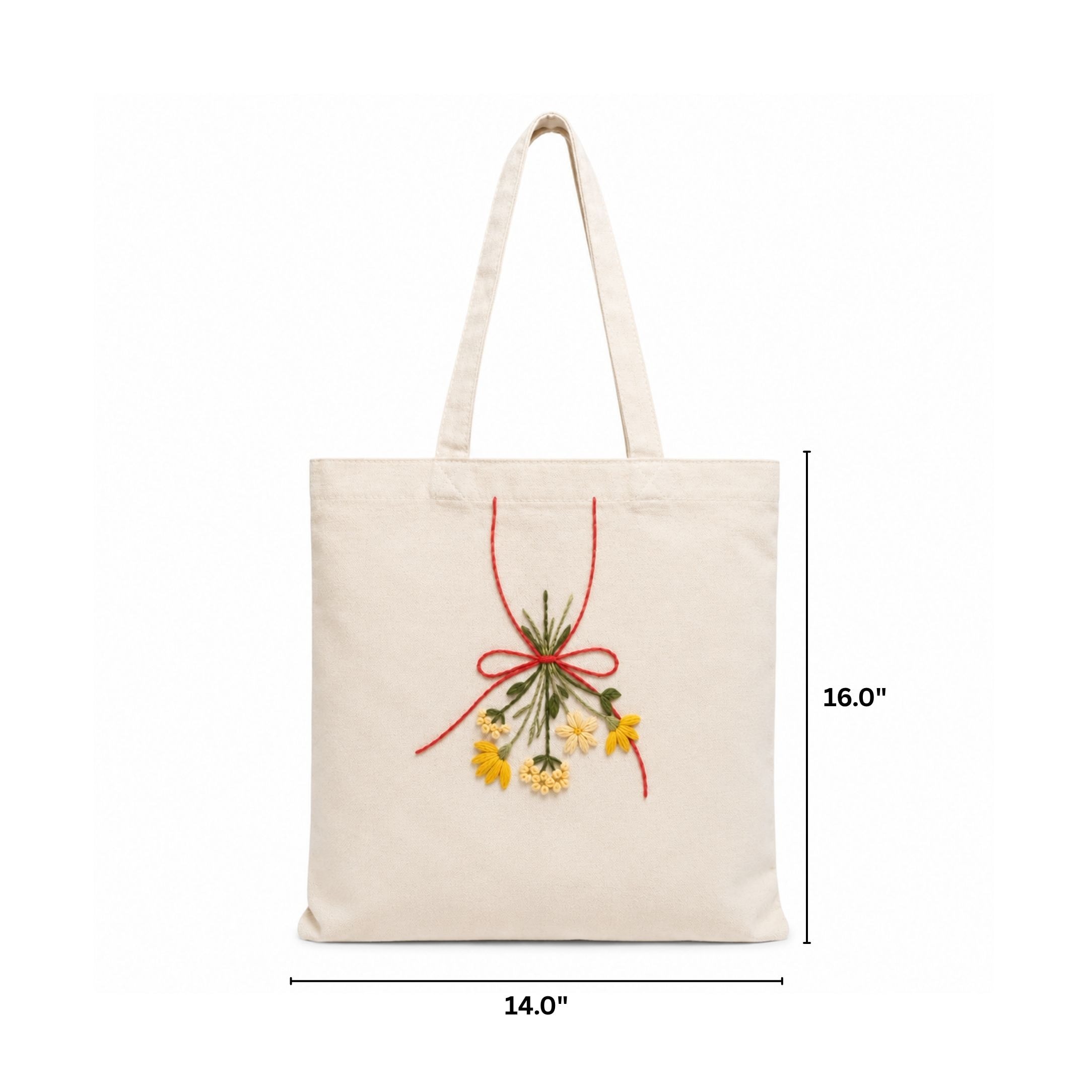 Wildflower Bouquet Handwork Tote Bag View 1