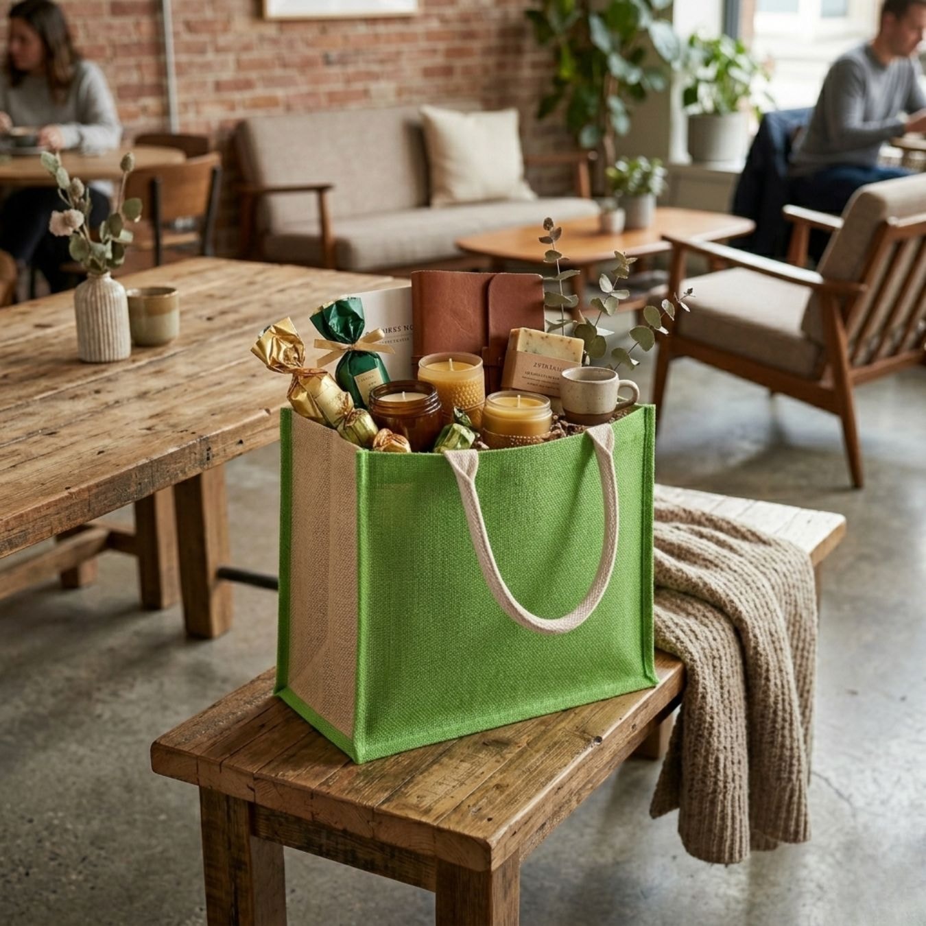 Green Jute Hamper Bag | 350 GSM View 5