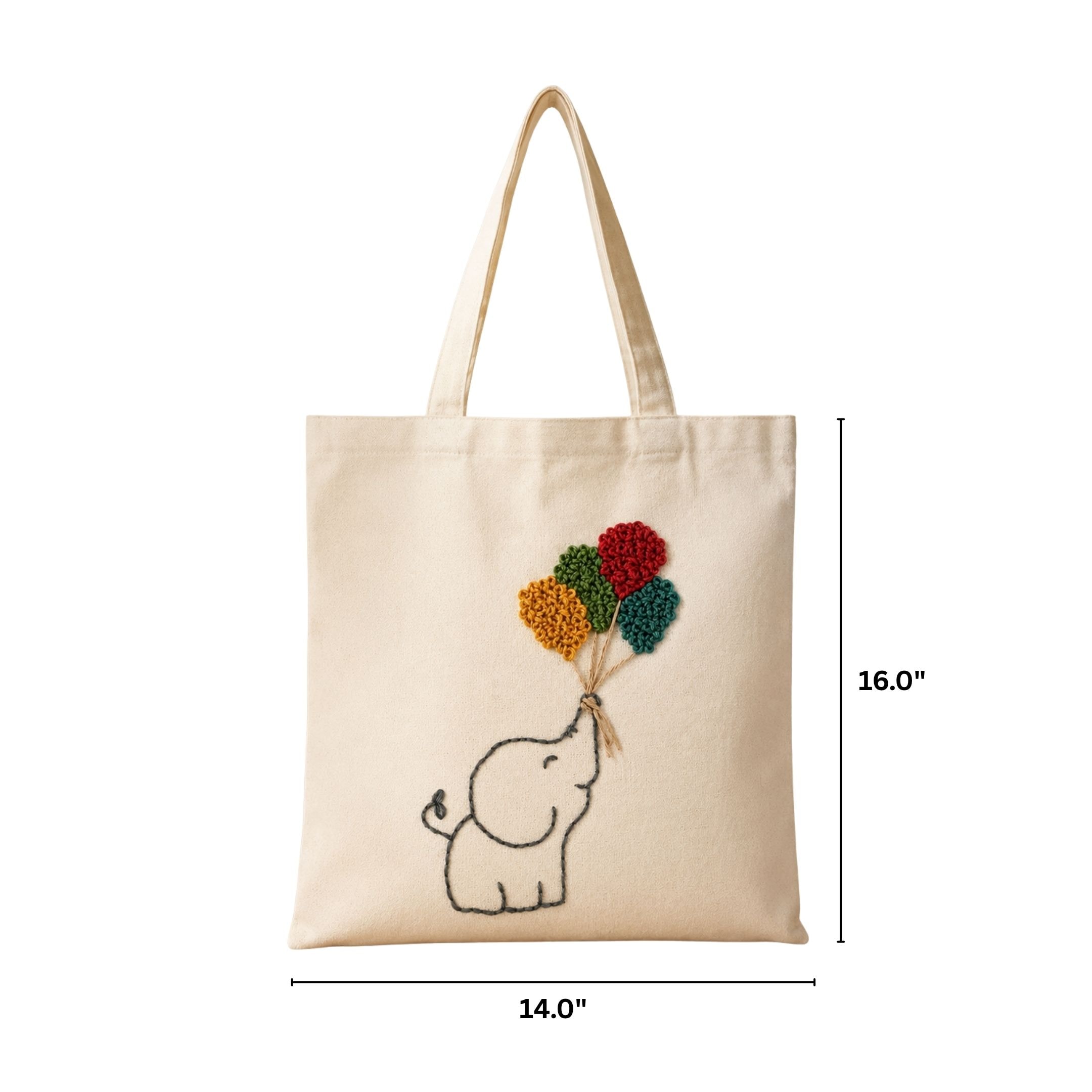 Elephant Bloom Handwork Tote Bag View 1