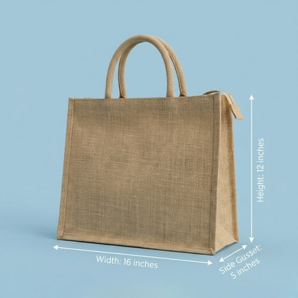 Plain Jute Bags With Zipper Closure | 350 GSM View 4