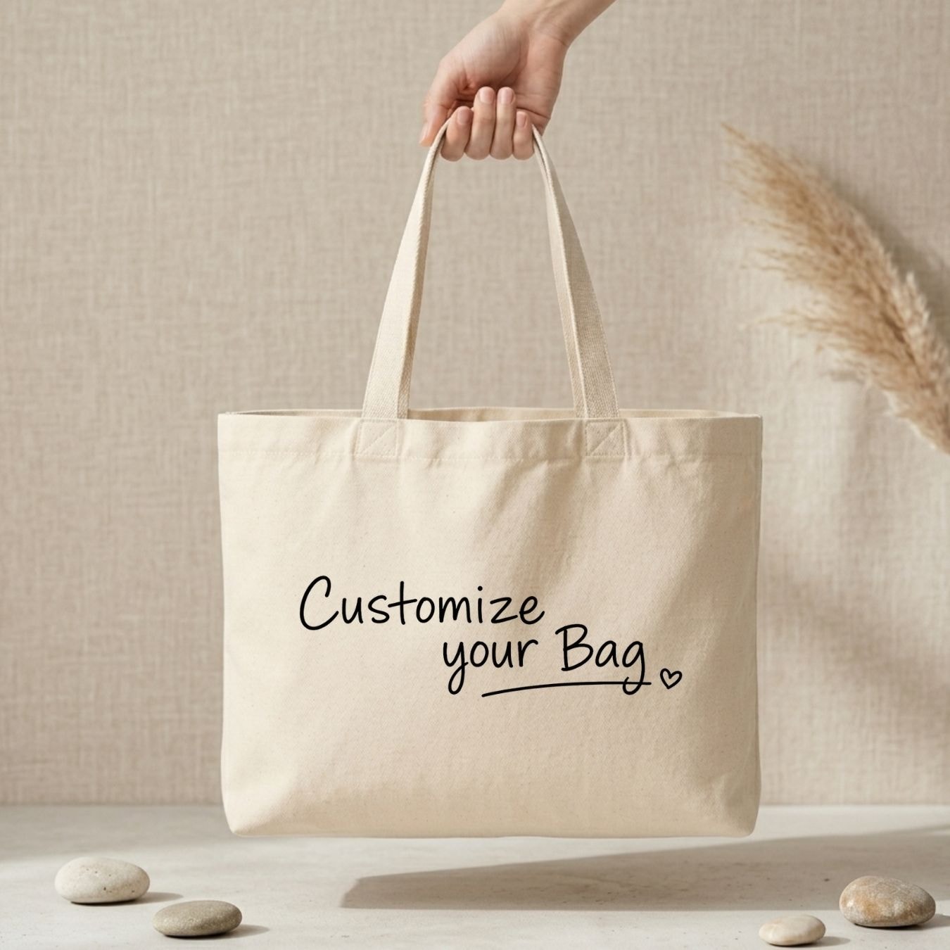 12x10 Inches | Essential Wide Cotton Tote Bag View 5