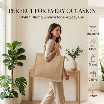 Plain Jute Bags With Zipper Closure | 350 GSM View 6
