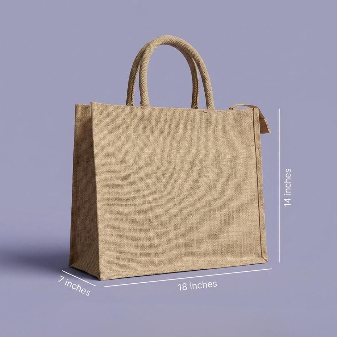 Basic Jute Bags With Zipper Closure | 350 GSM View 2
