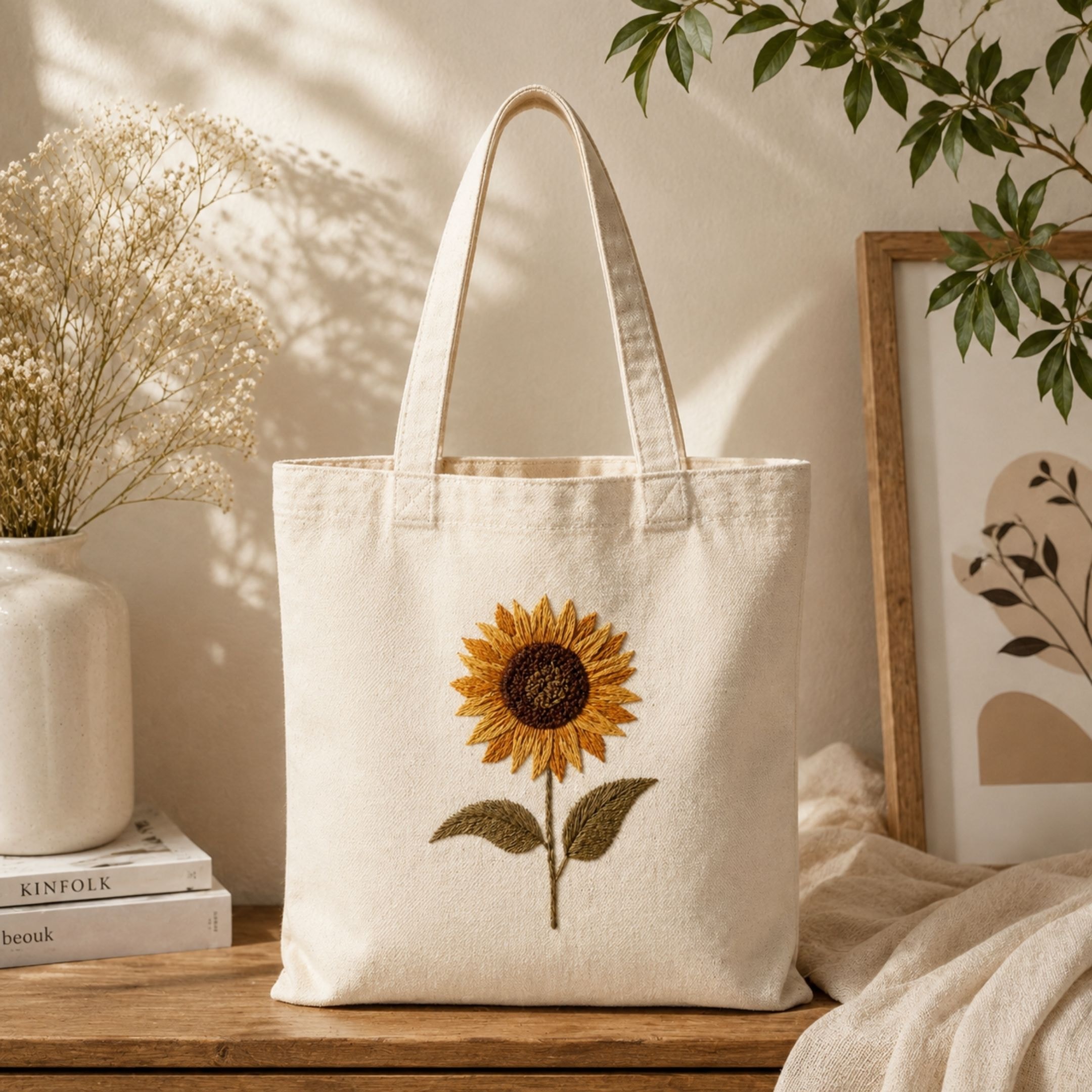 Sunshine Bloom Handwork Tote Bag View 2