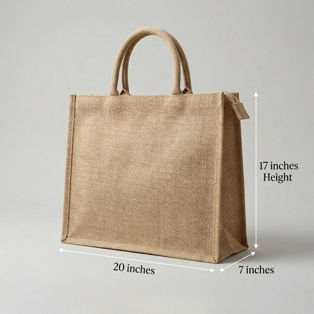 Basic Jute Bags With Zipper Closure | 350 GSM View 5