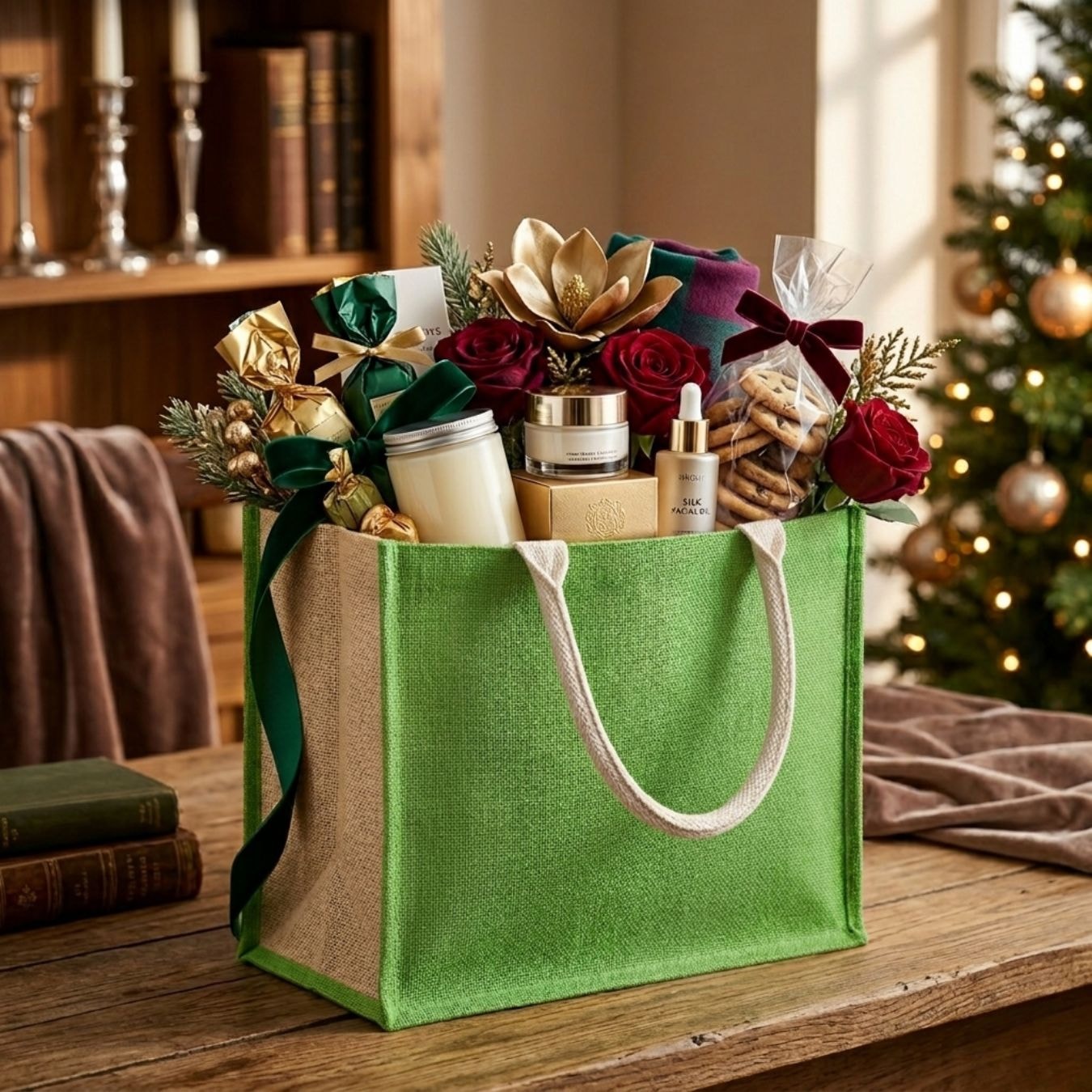 Green Jute Hamper Bag | 350 GSM View 6