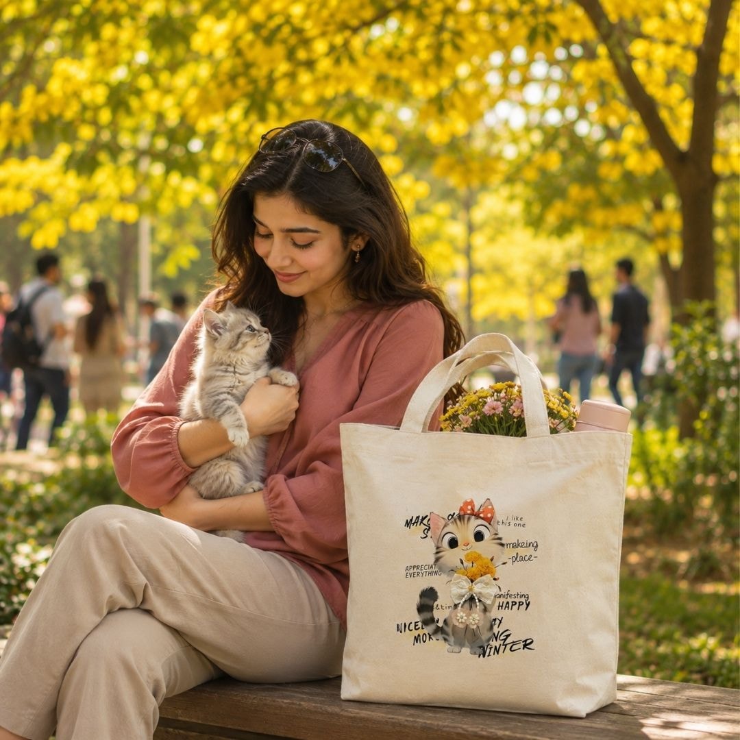 Purrfect Mood Tote Bag | 300 GSM View 1