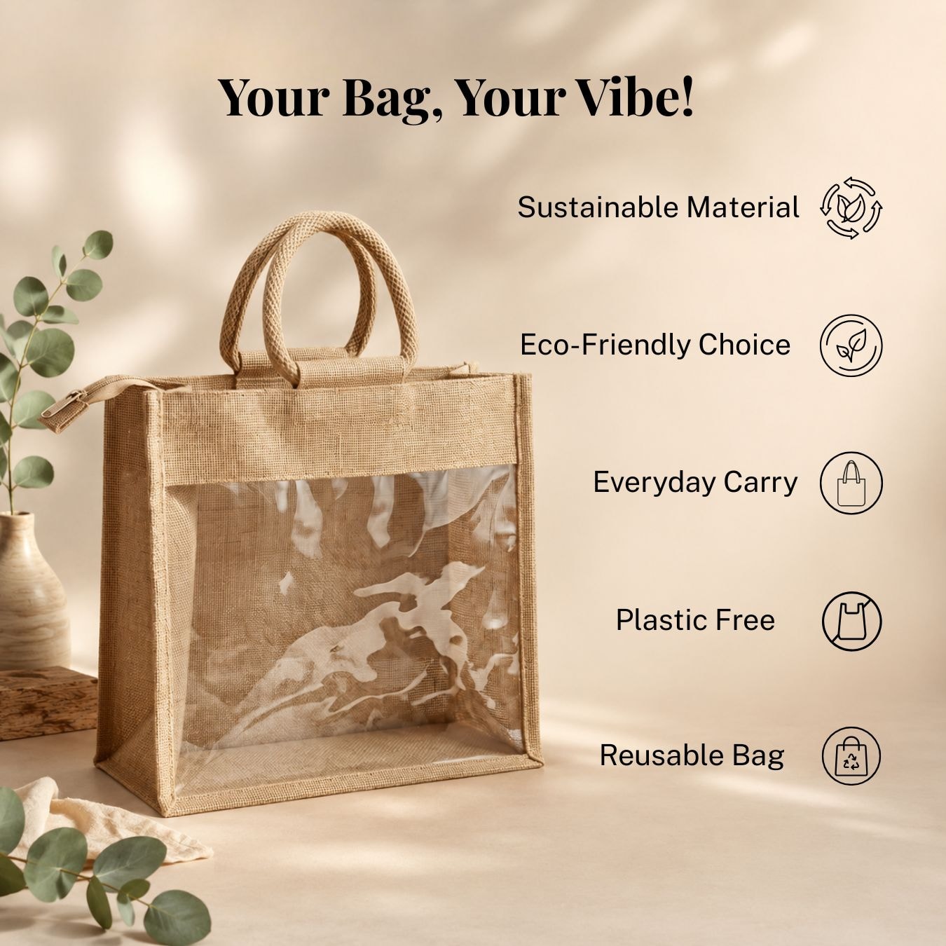 Clear View Jute Hamper Bag | 350 GSM View 5