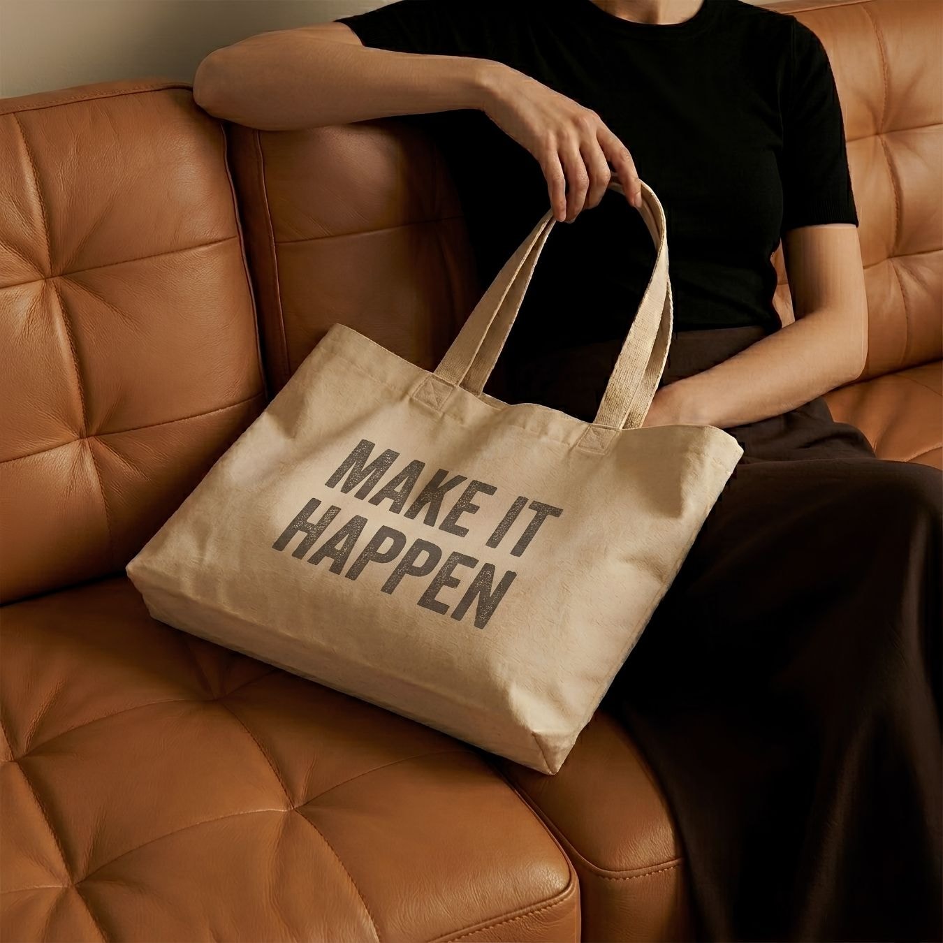 14x12 Inches | Classic Wide Cotton Tote Bag View 8