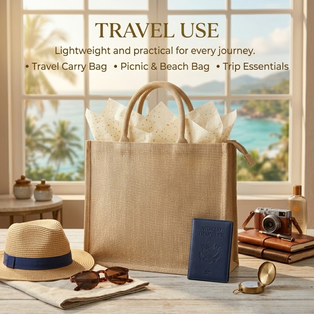 Basic Jute Bags With Zipper Closure | 350 GSM View 7