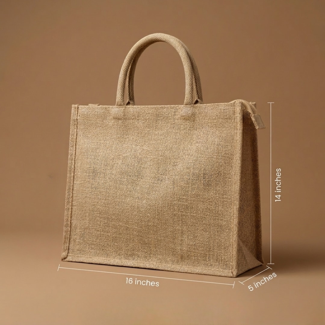 Basic Jute Bags With Zipper Closure | 350 GSM View 4