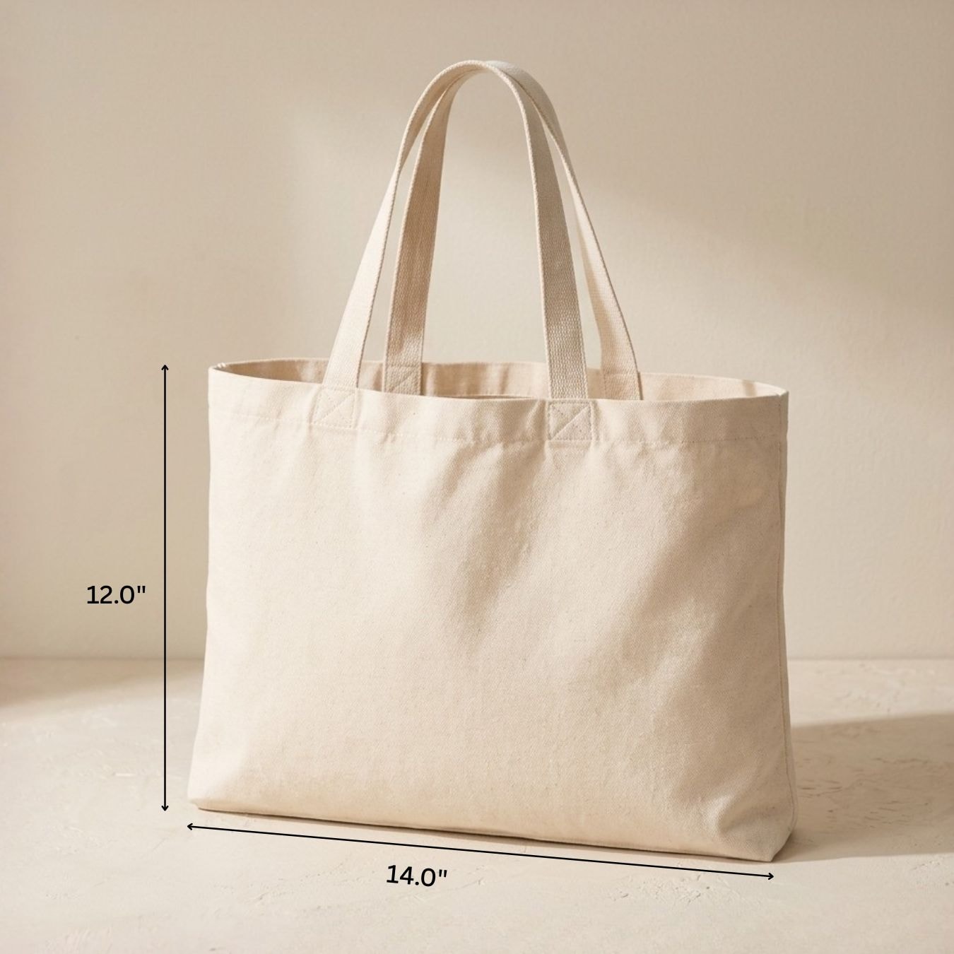 14x12 Inches | Classic Wide Cotton Tote Bag View 2