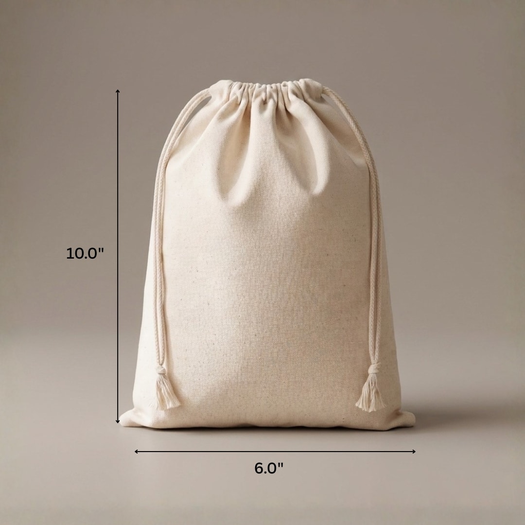 6x10 Inches Cotton Drawstring Bag | 150 GSM View 2