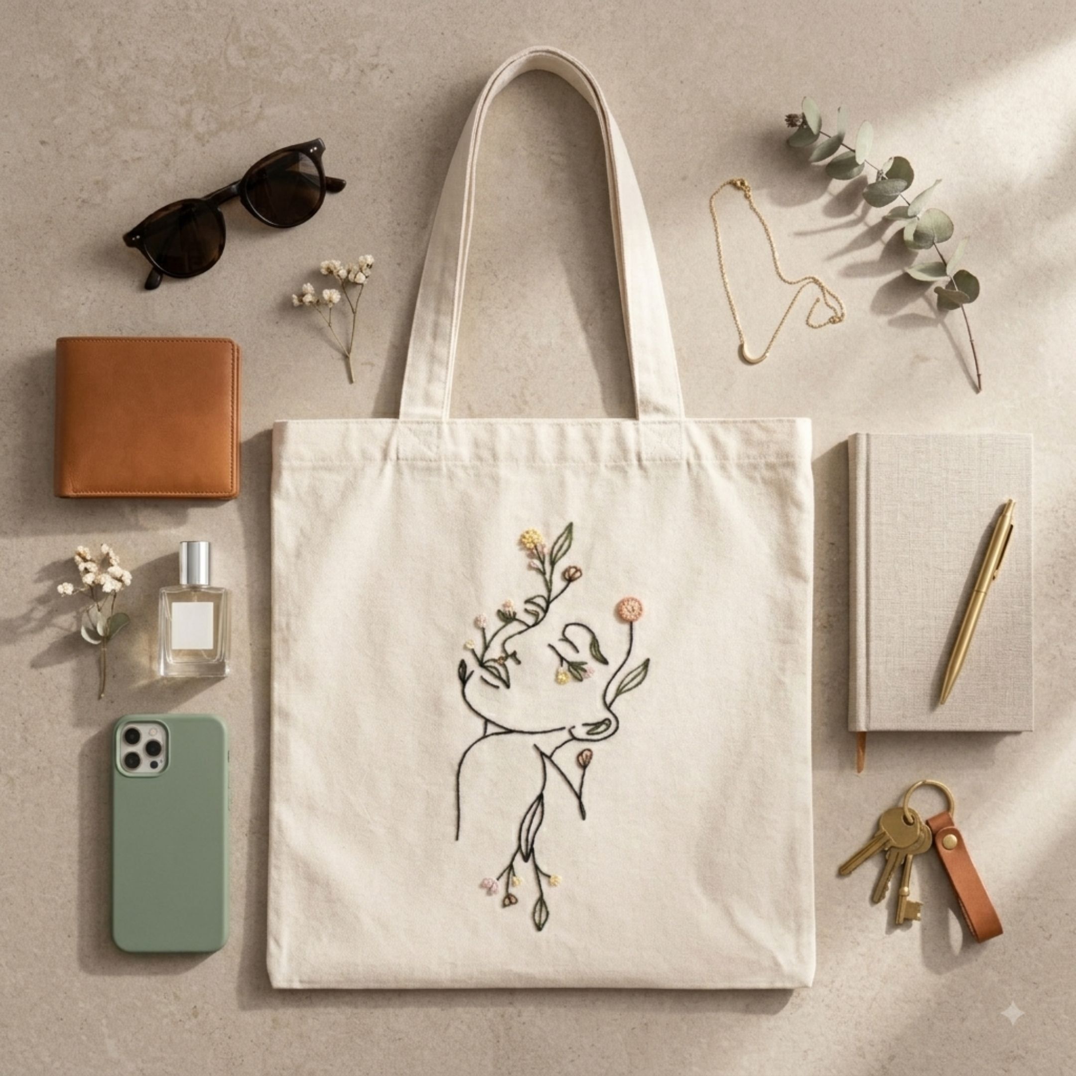 Botanical Beauty Handwork Tote Bag alternate view