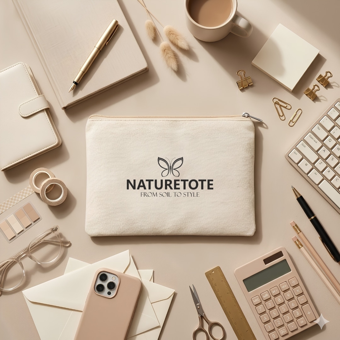 10x7 Inches Cotton Zipper Pouch | 300 GSM