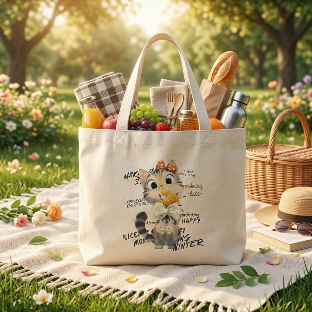 Purrfect Mood Tote Bag | 300 GSM alternate view
