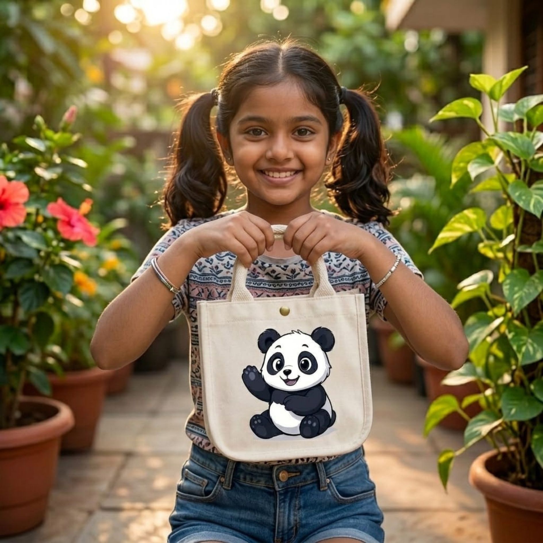 Happy Panda Kid Bag | 300 GSM alternate view