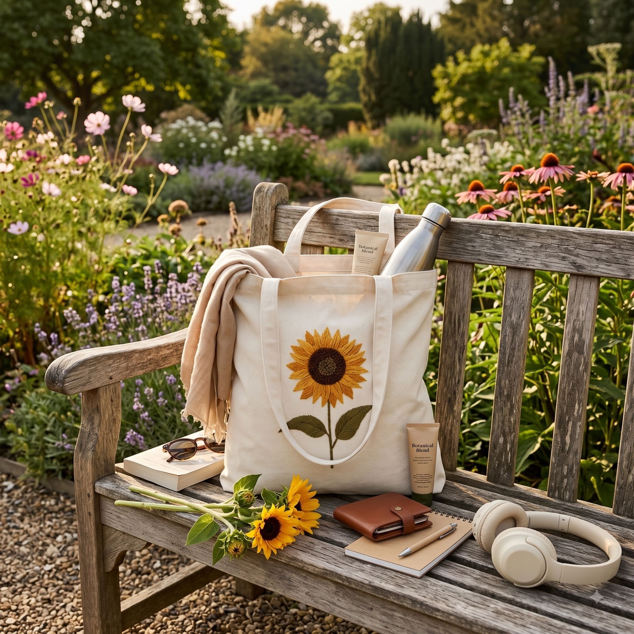 Sunshine Bloom Handwork Tote Bag alternate view