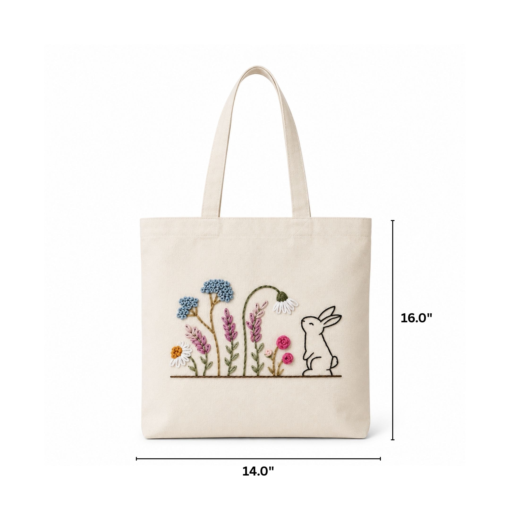 Bunny Bloom Handwork Tote Bag