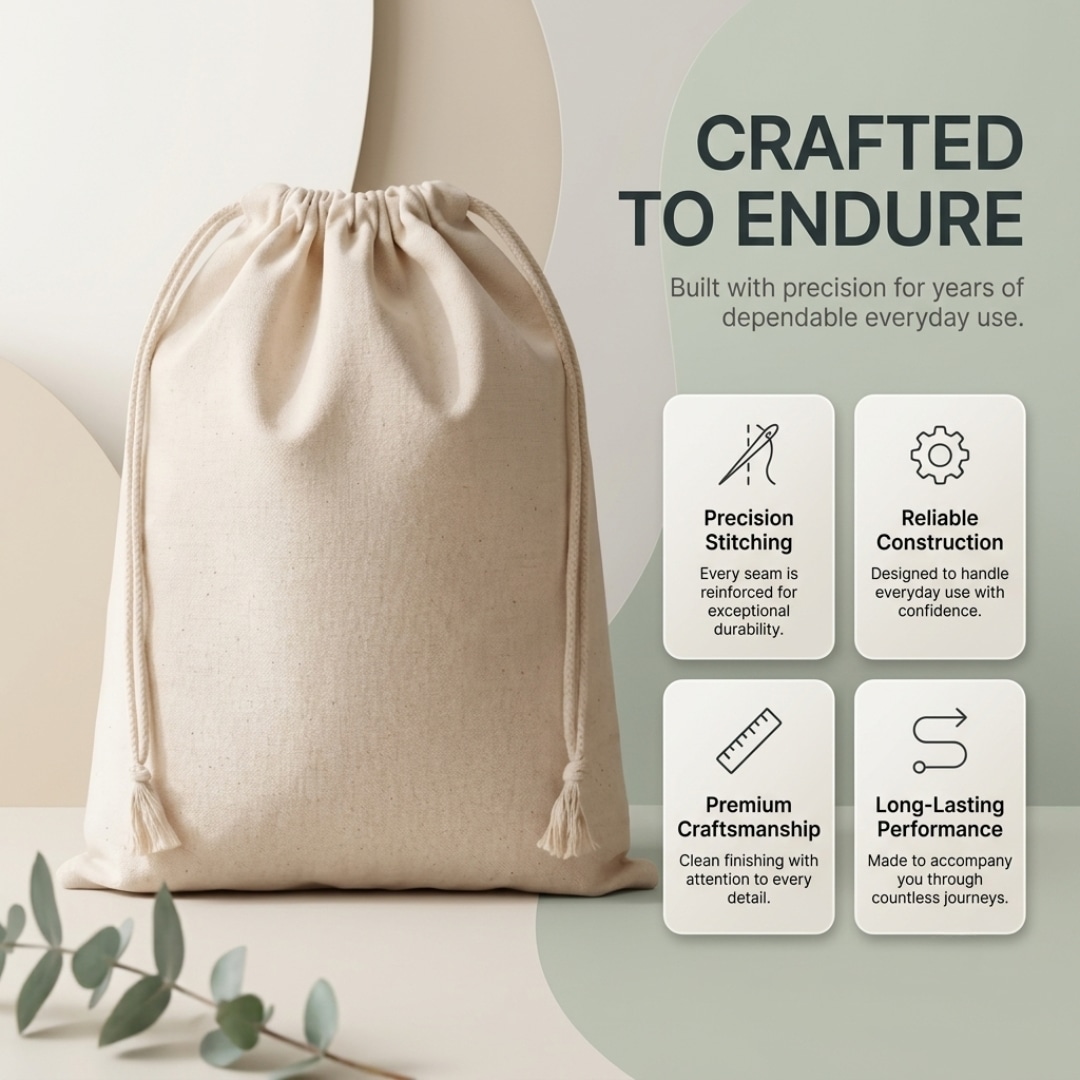 10x14 Inches Cotton Drawstring Bag | 150 GSM alternate view