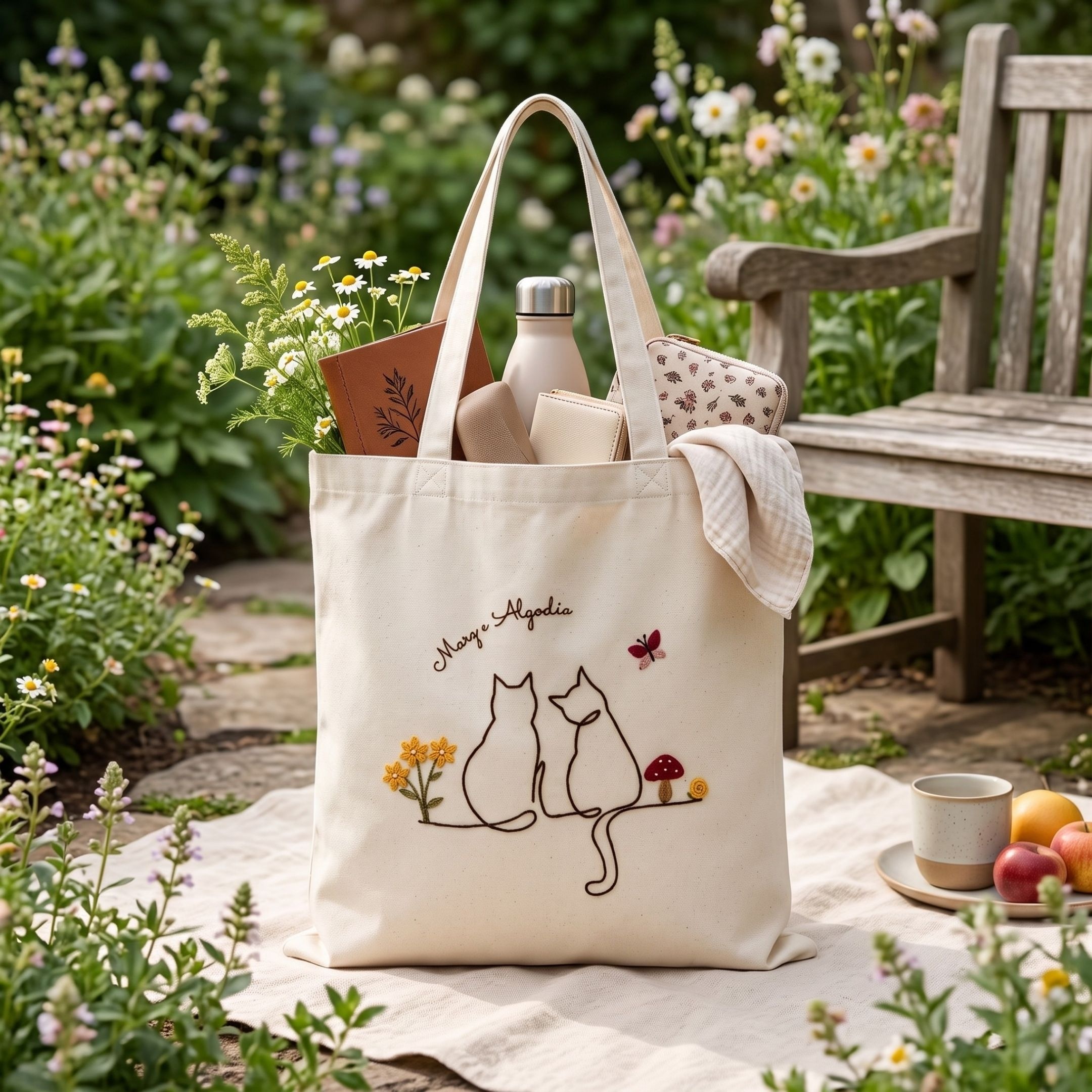 Meow & Bloom Handwork Tote Bag alternate view
