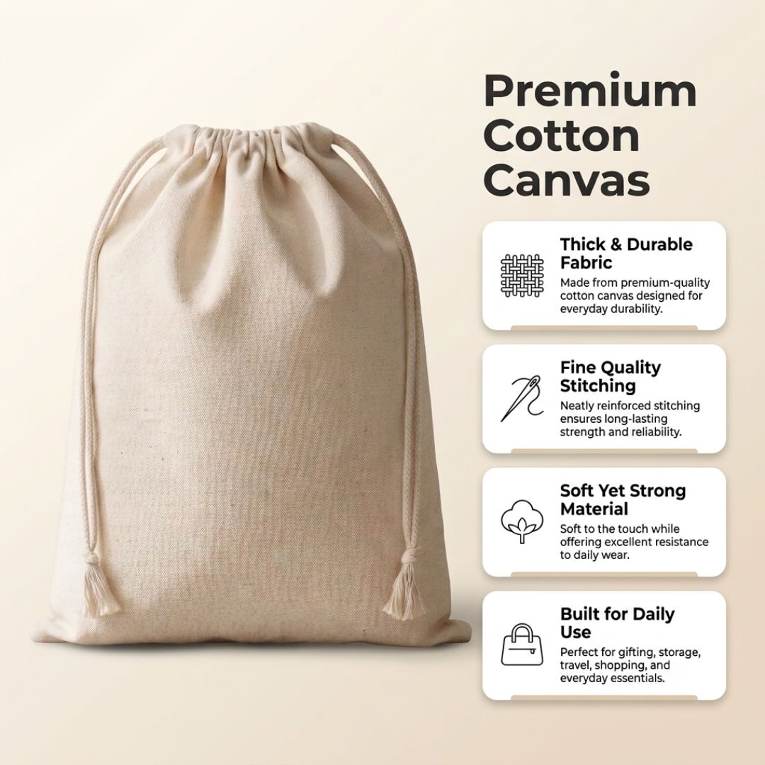 5x8 Inches Cotton Drawstring Bag | 150 GSM alternate view
