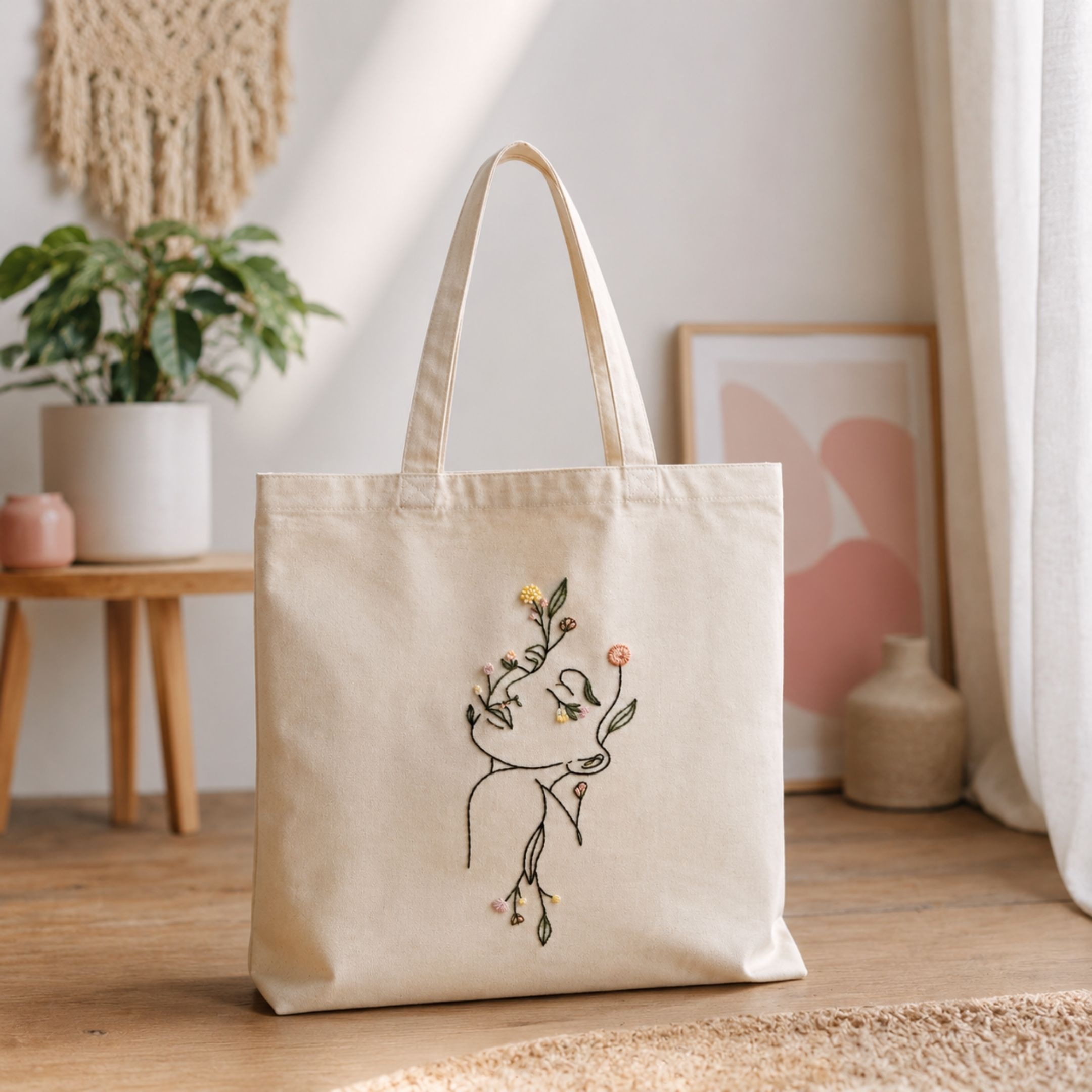 Botanical Beauty Handwork Tote Bag alternate view
