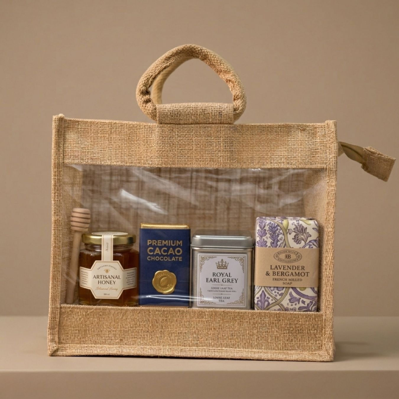 Clear Window Jute Hamper Bag | 350 GSM