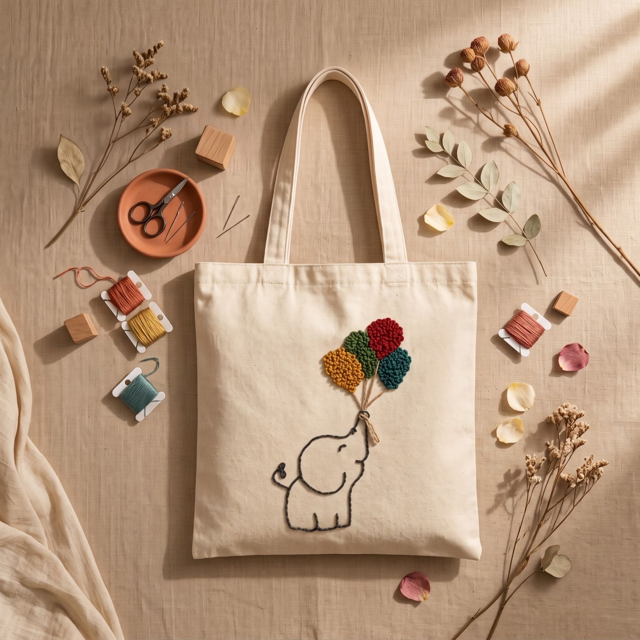 Elephant Bloom Handwork Tote Bag alternate view