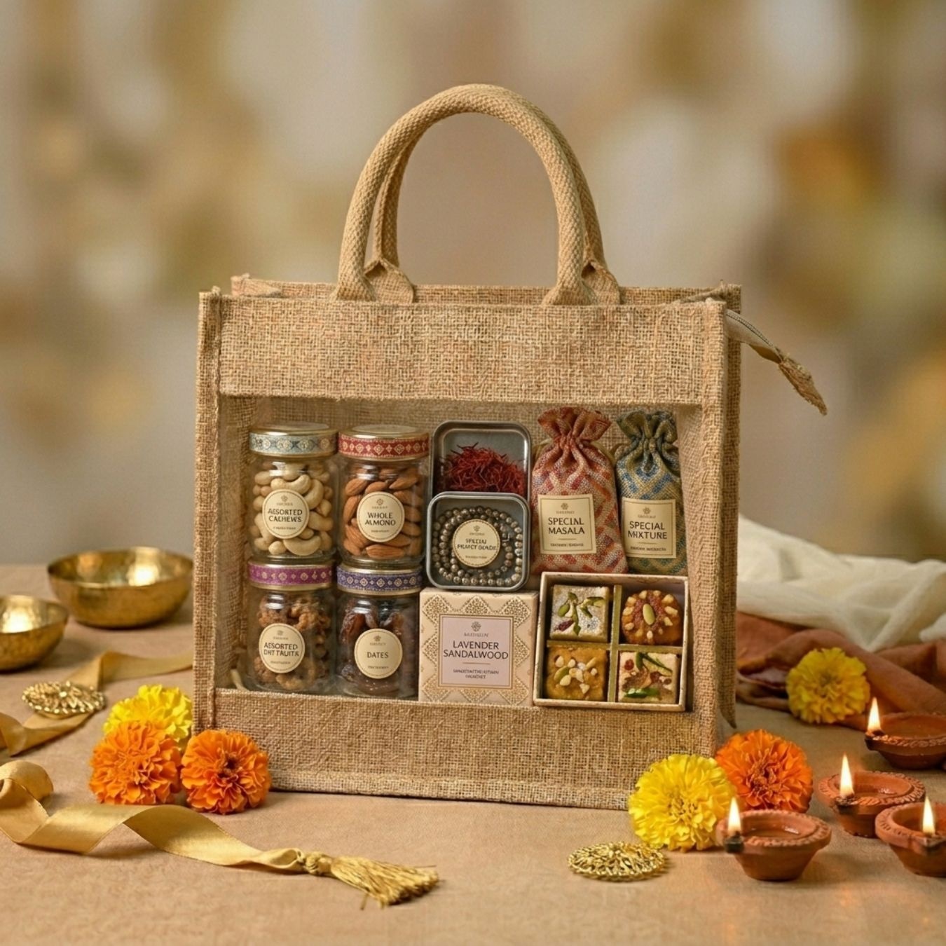 Clear Window Jute Hamper Bag | 350 GSM alternate view