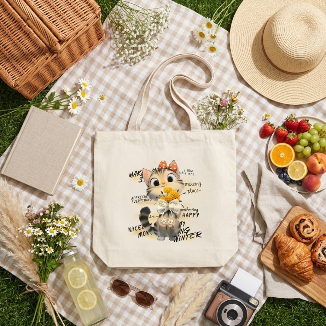 Purrfect Mood Tote Bag | 300 GSM alternate view